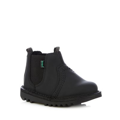 Kickers Boys' black leather Chelsea boots